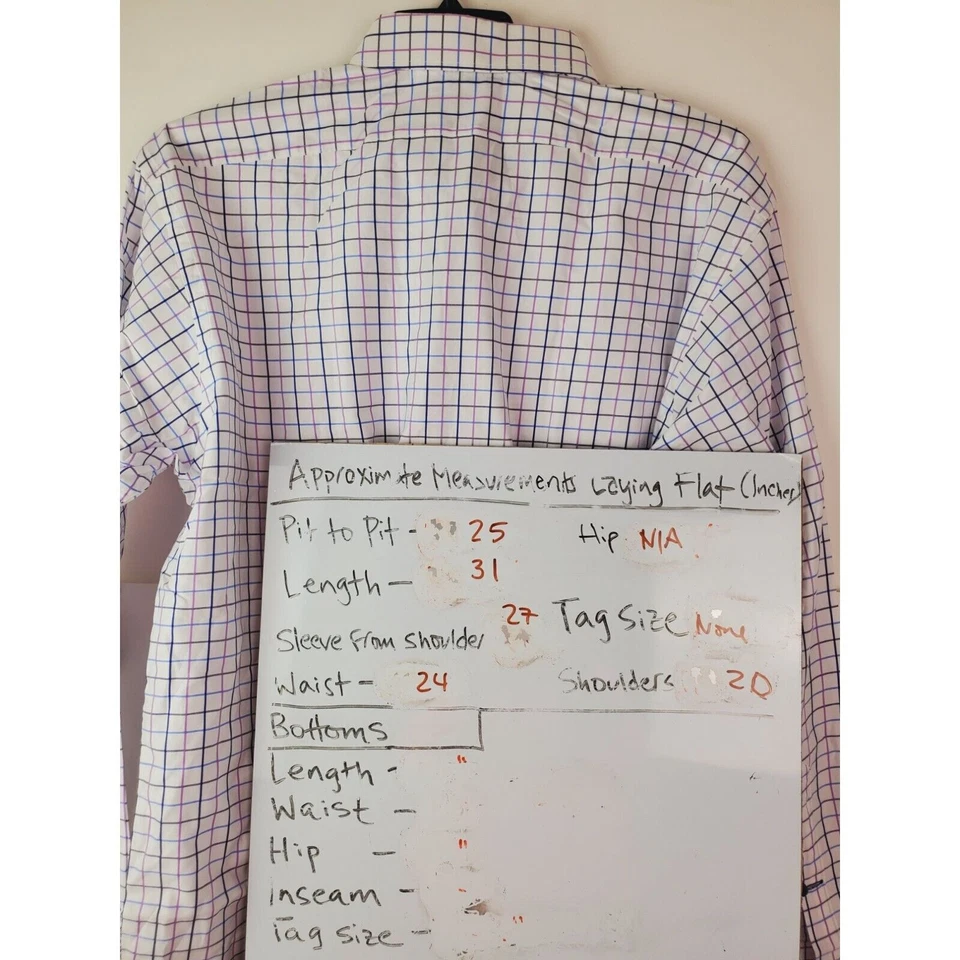 Camisa a cuadros Davide Cutugno para hombre a medida blanca azul púrpura talla 44 Foto 4 de 4