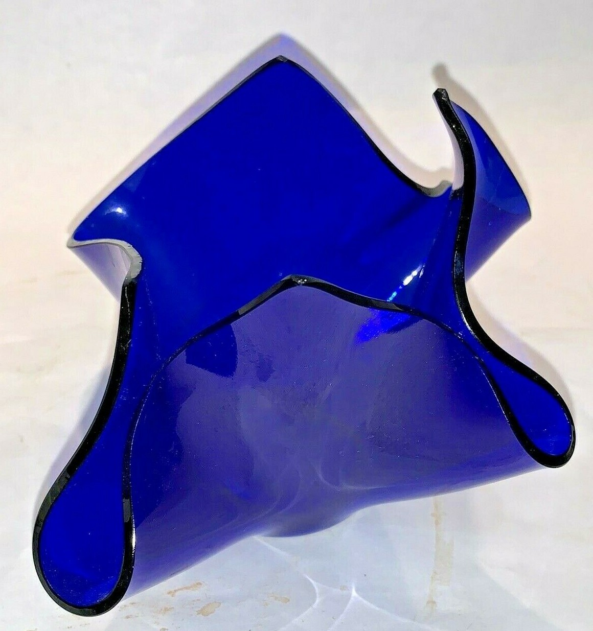 2 Sydenstricker Fused Art Glass Free Form Handkerchief Vases / Votive