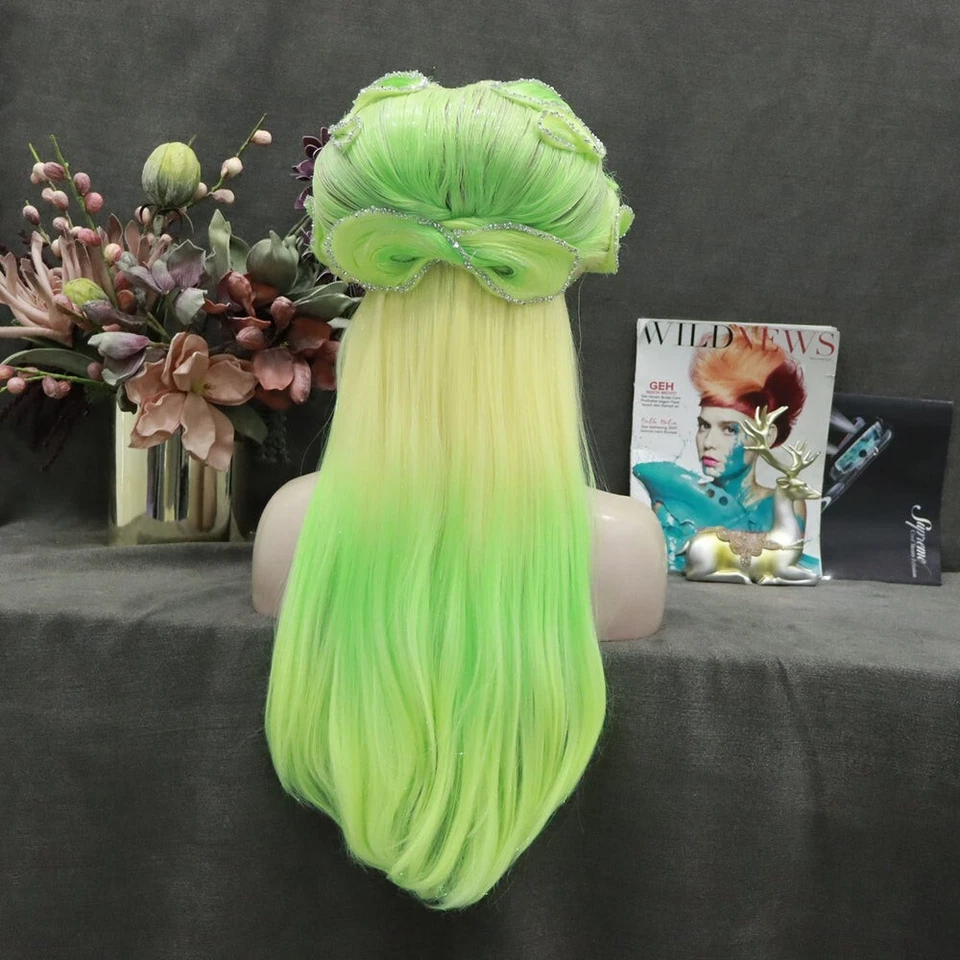 Peluca delantera de encaje verde neón Straight Drag Queen ¡22-24 pulgadas!! Foto 4 de 4