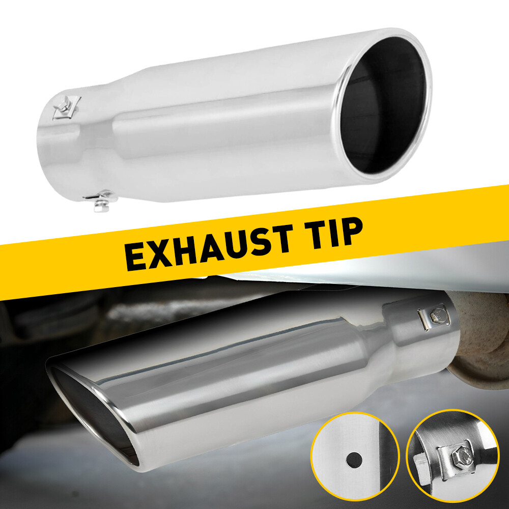 2.5 Inch Stainless Steel Car Muffler Exhaust Tip Silver Tail Pipe