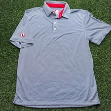 OOBE Chickfila Uniform Polo Adult Large L Blue Stripe Short Sleeve Employee Stre