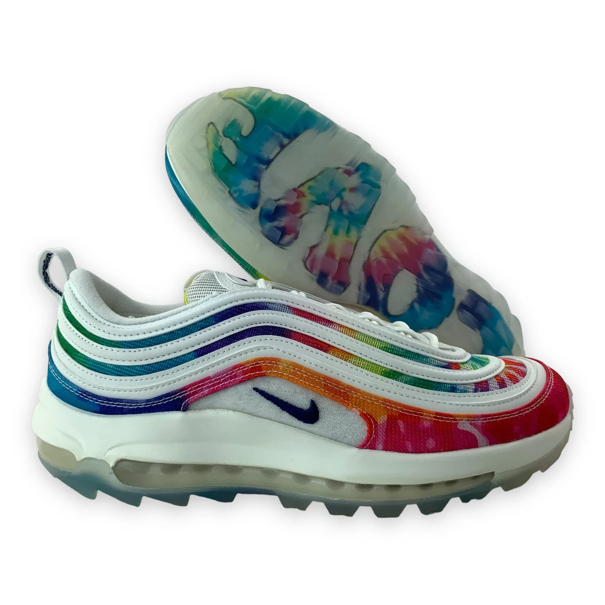Nike Air Max 97 G Golf NRG P Tie Dye Peace Love Golf White CK1219-100 Mens 10.5