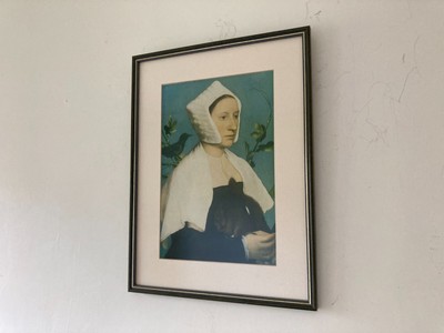 Vintage gerahmt Eine Dame mit einem Haustier Eichhörnchen und Star von Hans Holbein Druck