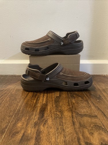Crocs Yukon Vista II Clogs Men's Brown Faux Leather Slip-On Slingback Size 11