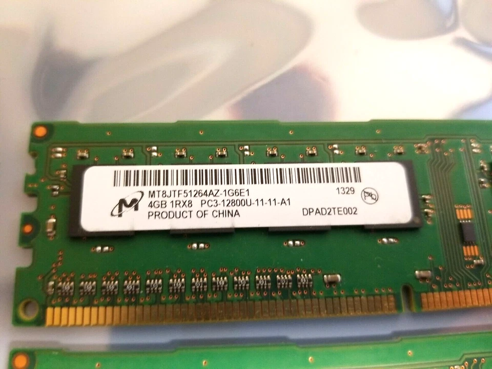 2 Micron MT8JTF51264AZ-1G6E1 (2x4GB) 1RX8 (8GB Total) PC3-12800U Desktop RAM - Image 3 of 4