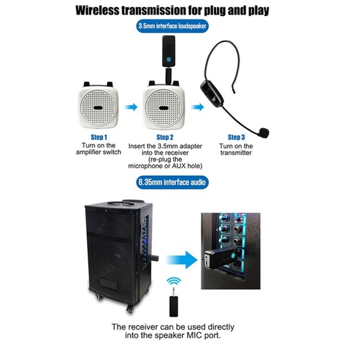 U12F Uhf One For Two Wireless Headset Microphone Amplifier Mixer For Tour Guides - Zdjęcie 4 z 11
