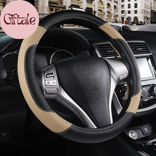 Leather Car Steering Wheel Cover, Non-Slip Car Wheel Cover Protector Breathable