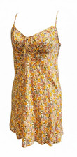 Timing Floral Slip Dress Women’s Medium Yellow Boho Summer Sundress Adjustable
