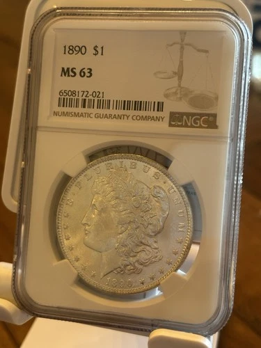 1890 Morgan Silver Dollar $1 Coin NGC MS 63 Uncirculated Collectible