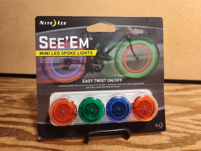 New! Nite Ize See'Em Mini LED Spoke Lights Package of 4 Snap-On Lights