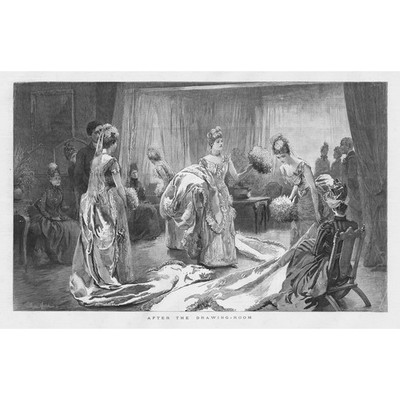 SOCIAL HISTORY after the Drawing Room - Antique Print 1887