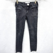 One Teaspoon Jeans Girls 6-7 Black Skinny Pants Distressed Adjustable Waist y2k
