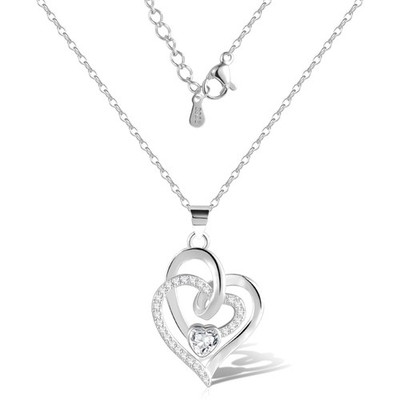 Herz Halskette Damen Silber 925 Zirkonia Unendlichkeit Anhänger Gold Rose