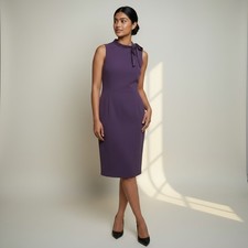 Size 12 plum/purple Calvin Klein sleeveless sheath dress with bow office evening