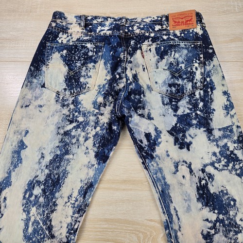 Pantalones de mezclilla para hombre 38x32 Levi's 501XX lavado oscuro ácido patrón blanqueador botón mosca - Imagen 4 de 10