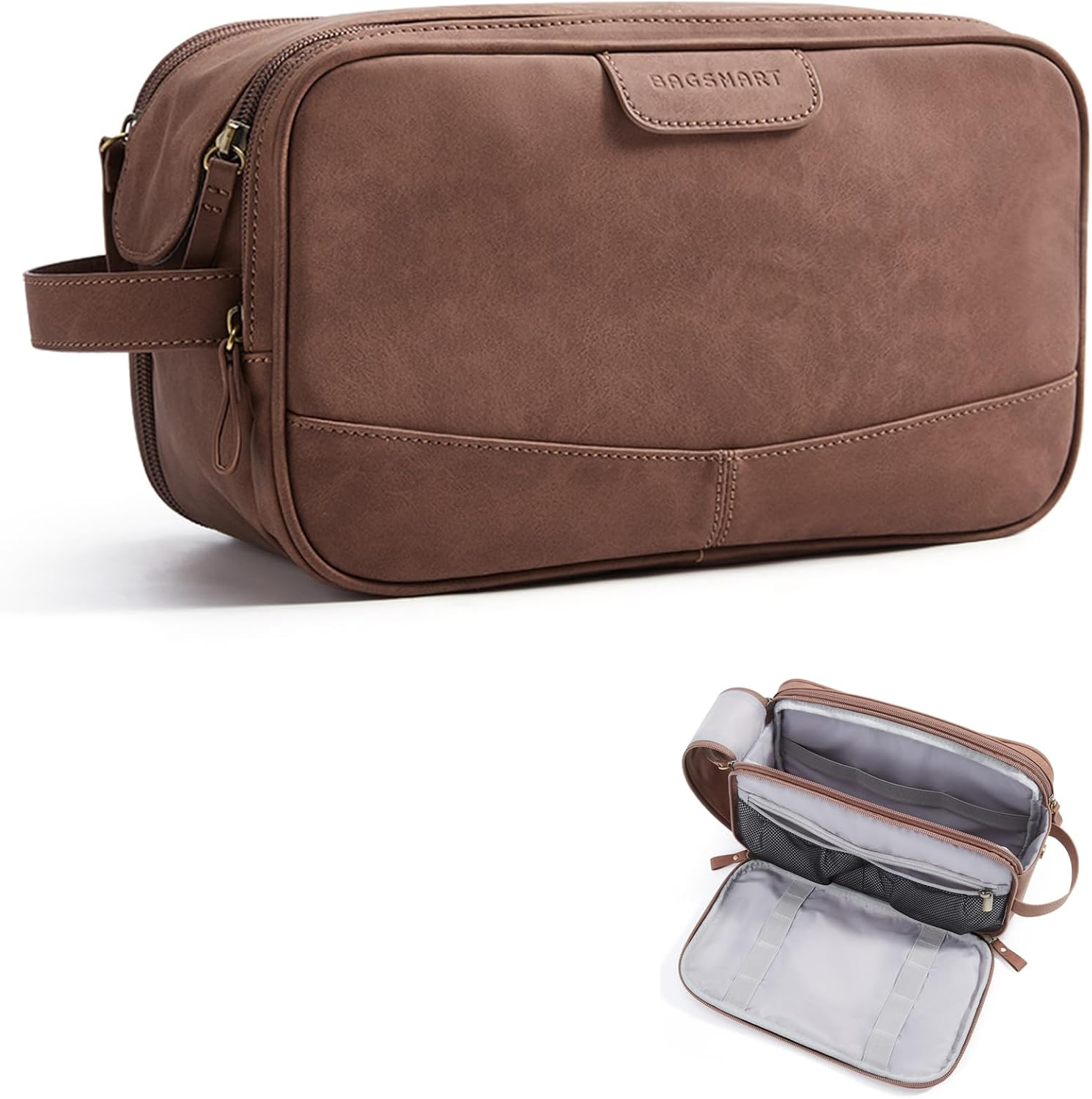 Men's Water-Resistant PU Leather Toiletry Travel Dopp Kit