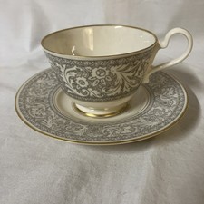 Franciscan Masterpiece China Platinum Renaissance Cup and Saucer Gray Free Ship