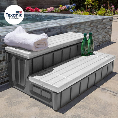 Universal Heavy Duty 2-Step Spa & Hot Tub Step Porch Steps with Large Storage Co