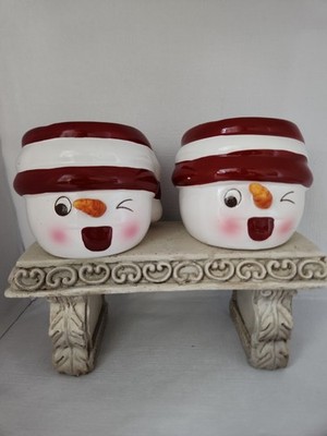 2'' Cool Snowman Holiday Ceramic Candle Holders 2 Piece Set