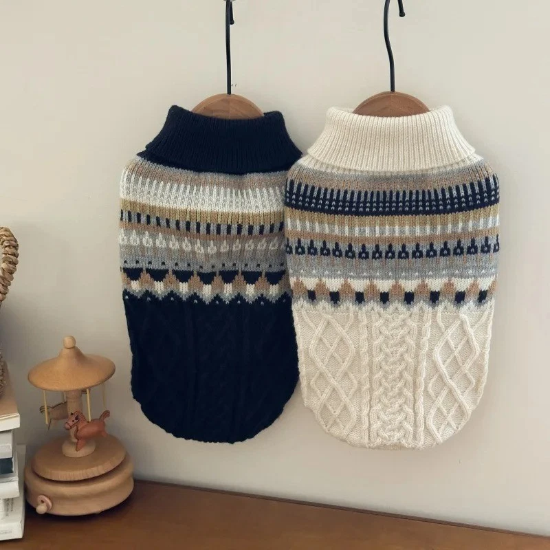 Vintage Dog Sweater Black Beige Small Medium Pet Pullover Christmas Halloween - Image 2 of 4