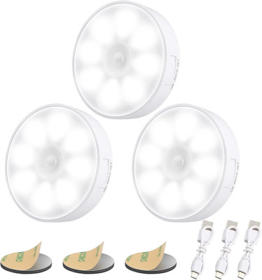 3 Luces Sensor Movimiento 8 LED Recargables 3 Modos 120 Grados Blanco Frio