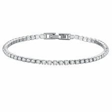Tennis Bracelet For Women Platinum Plated-Clear 17cm Silver Colour Single B338