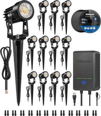 All-In-One LED Low Voltage Landscape Lighting Kit, 12-Pack Landscape Lights with