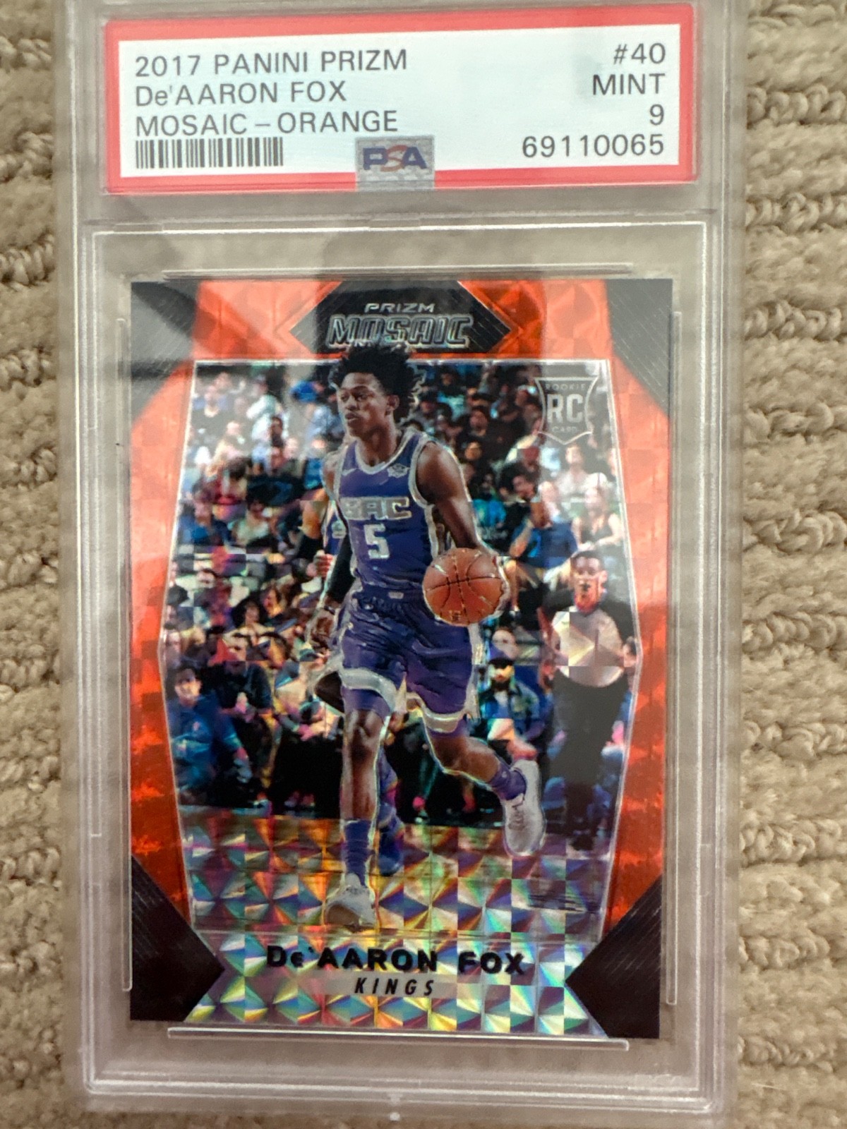 2017 Panini Prizm De'Aaron Fox Mosaic Orange PSA 9 RC