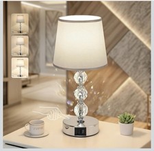 Touch Table Lamp with USB-C/USB-A, Grey Shade, (LED Blub Included)