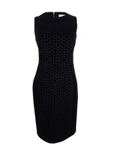 Calvin Klein Women's Flocked Sheath Dress (12, Black)