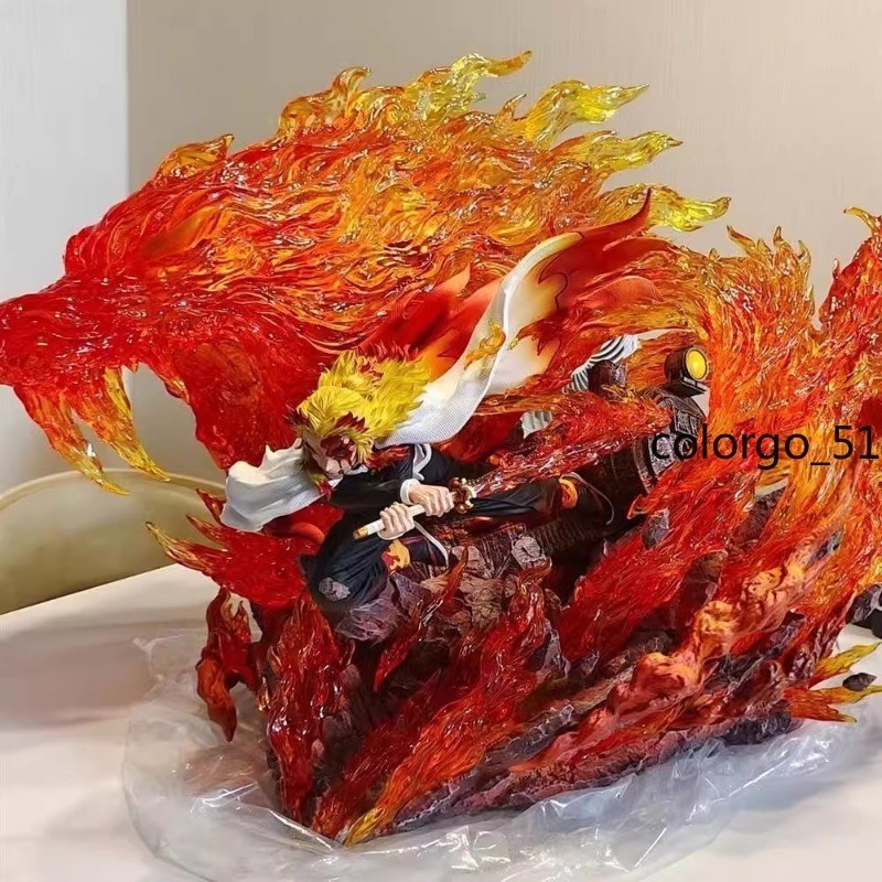 NEW 11" Rengoku Kyoujurou PVC Figure Statue Anime Demon Slayer Model-Toy Collect