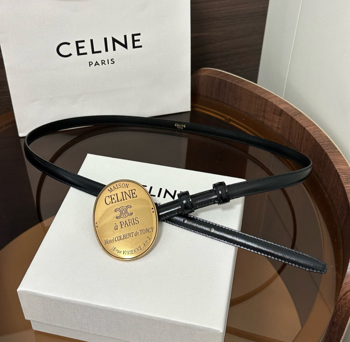 Women Celine Black Leather 13mm/0.51in Belt Size L: EU 75/30