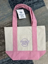 Trader Joe's *Limited Edition*  Mini Canvas Tote Bag Pastel Pink- New With Tags