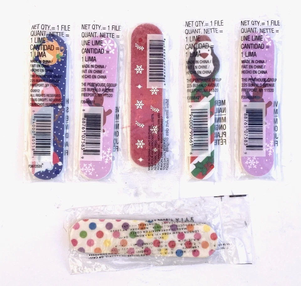 CHRISTMAS 6 NEW in Package Avon Mini Emery Boards Nail Files Penguin Reindeer + - Image 2 of 2