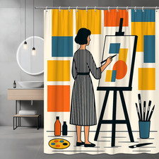 Colorful Abstract Art Shower Curtain for Modern Bathroom Decor