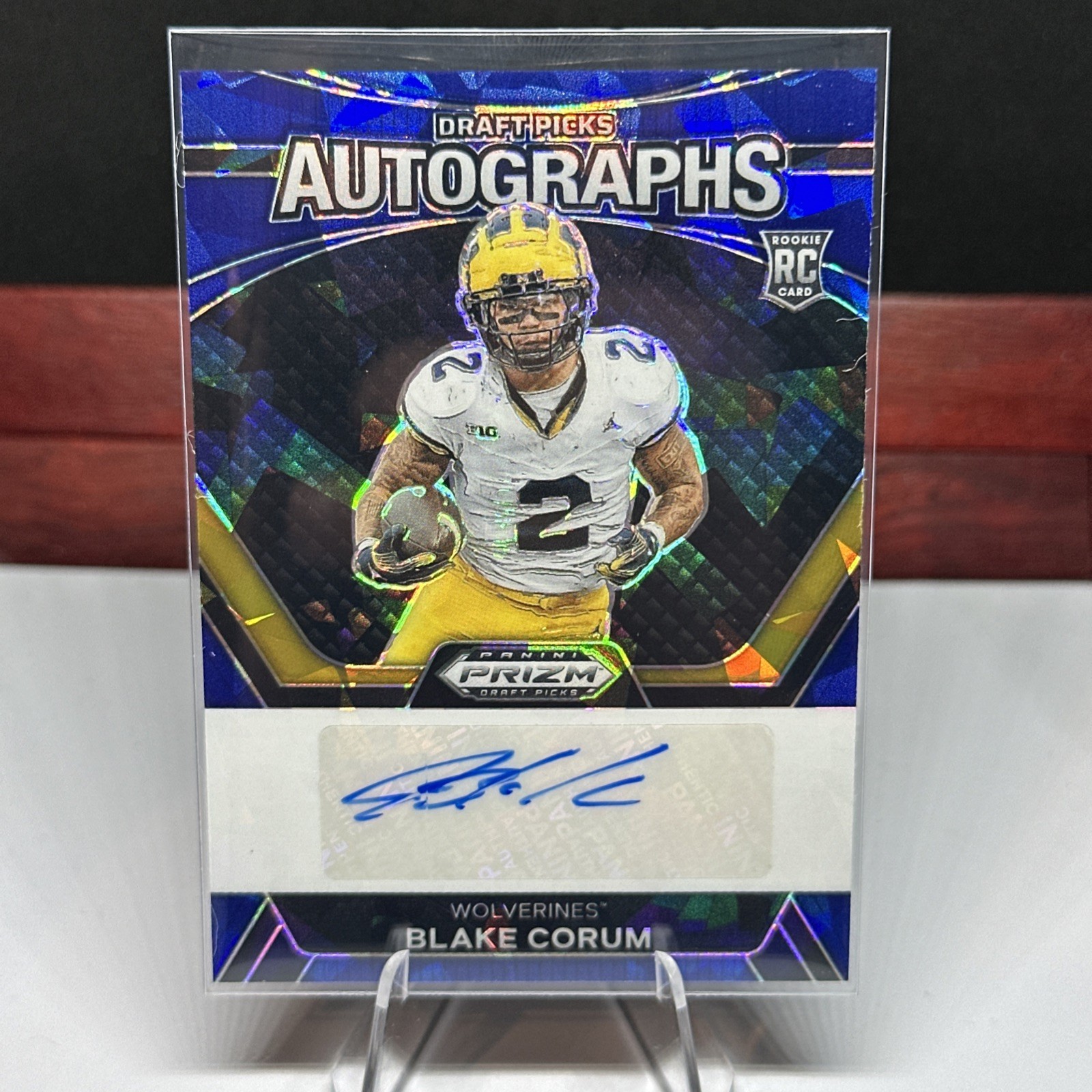 Blake Corum - 2024 Prizm Draft Picks Pick Auto Rookie Blue Ice - 💎/75