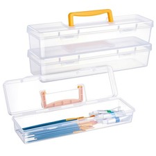 Gerrii 3 Pack Paint Brush Storage Box Portable 13 Inch Long Paintbrush Drawin...