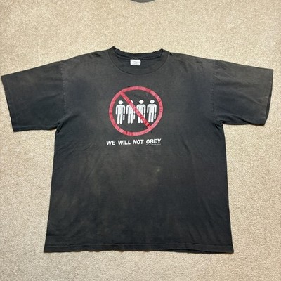 Vtg 90s We Will Not Obey Shirt Mens XL Punk Skate Protest Counterculture Obscure