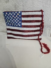 Vintage Hand-Beaded American Flag Clutch / Crossbody Bag