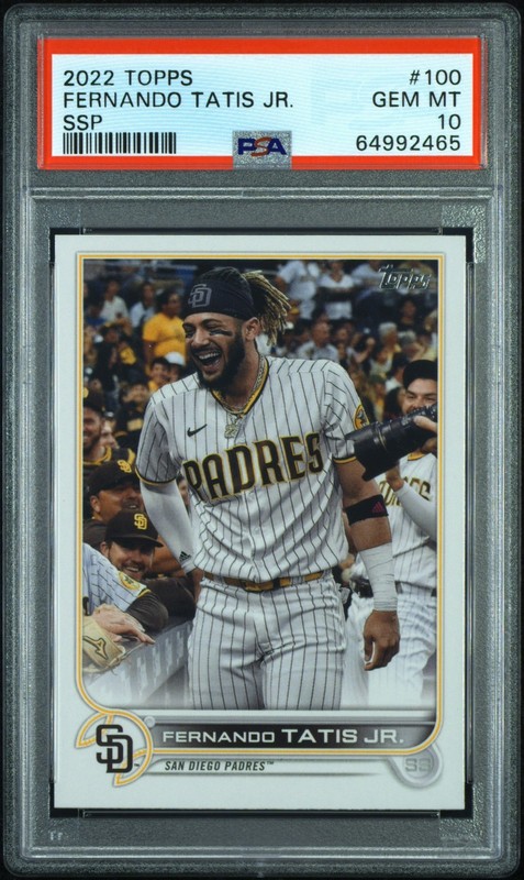 2022 Topps #100 Fernando Tatis Jr. SSP Image Variation PSA 10 San Diego Padres