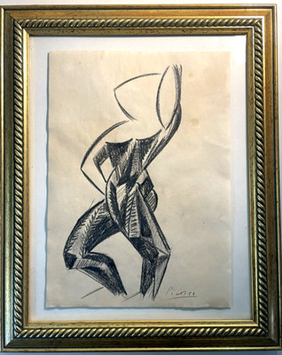 Picasso Pablo Original Zeichnung männliche Figur Erotik Beine Arme Kubist Spanien Kunst X44