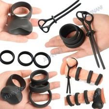 5PCS Silicone Penis Scrotum Ball Stretcher Ring Bondage Delay Enhancer For Male