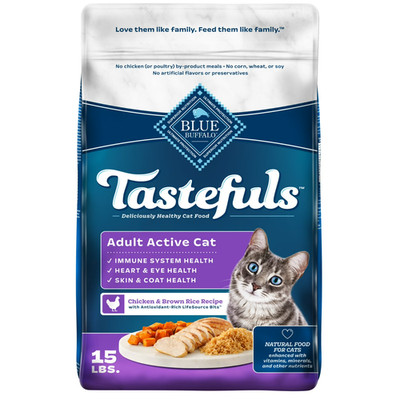 Blue Buffalo Tastefuls Dry Cat Food, Active Adult Cat, Chicken & Rice, 15-lb
