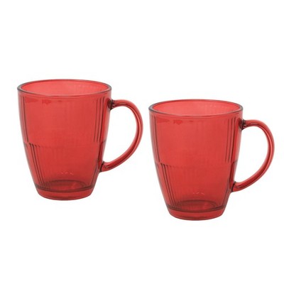2 Stück rote Tassen klar Trinkgläser Party geripptes Design Getränk Trinkgeschirr