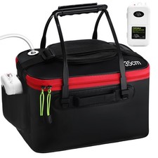 Cosblank 2 Pcs Fishing Bucket Live Bait Aerator Foldable Portable Quiet EVA Bag