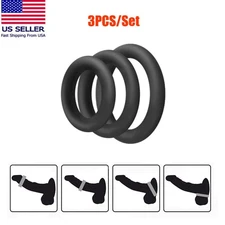 3 Set Silicone Cock Penis Ring Rubber Cocking Rings Stay Longer Enhancement Male