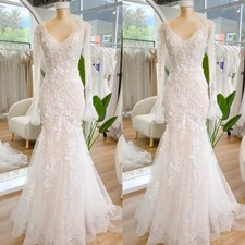Mermaid Wedding Dresses Long Sleeveless Elegant V Neck Champagne Bridal Gowns