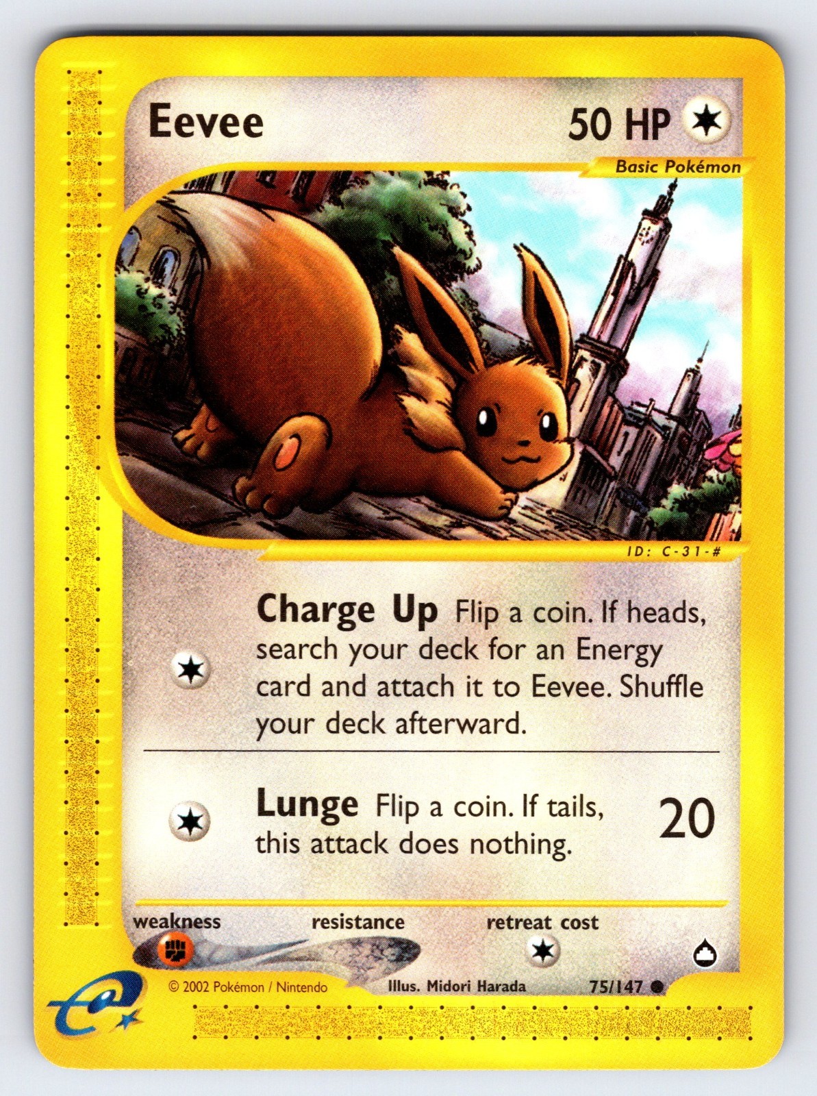 Eevee 75/147 2002 Aquapolis Pokemon Card TCG Vintage WOTC Nintendo Common - Nm