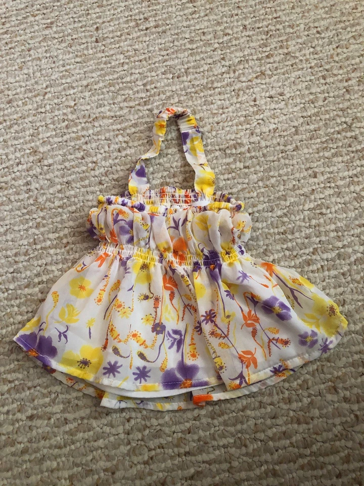 Desteñido Gloria Multicolor Pastel Poliéster Floral Halter Solero Niña 0-3 Meses Foto 2 de 3