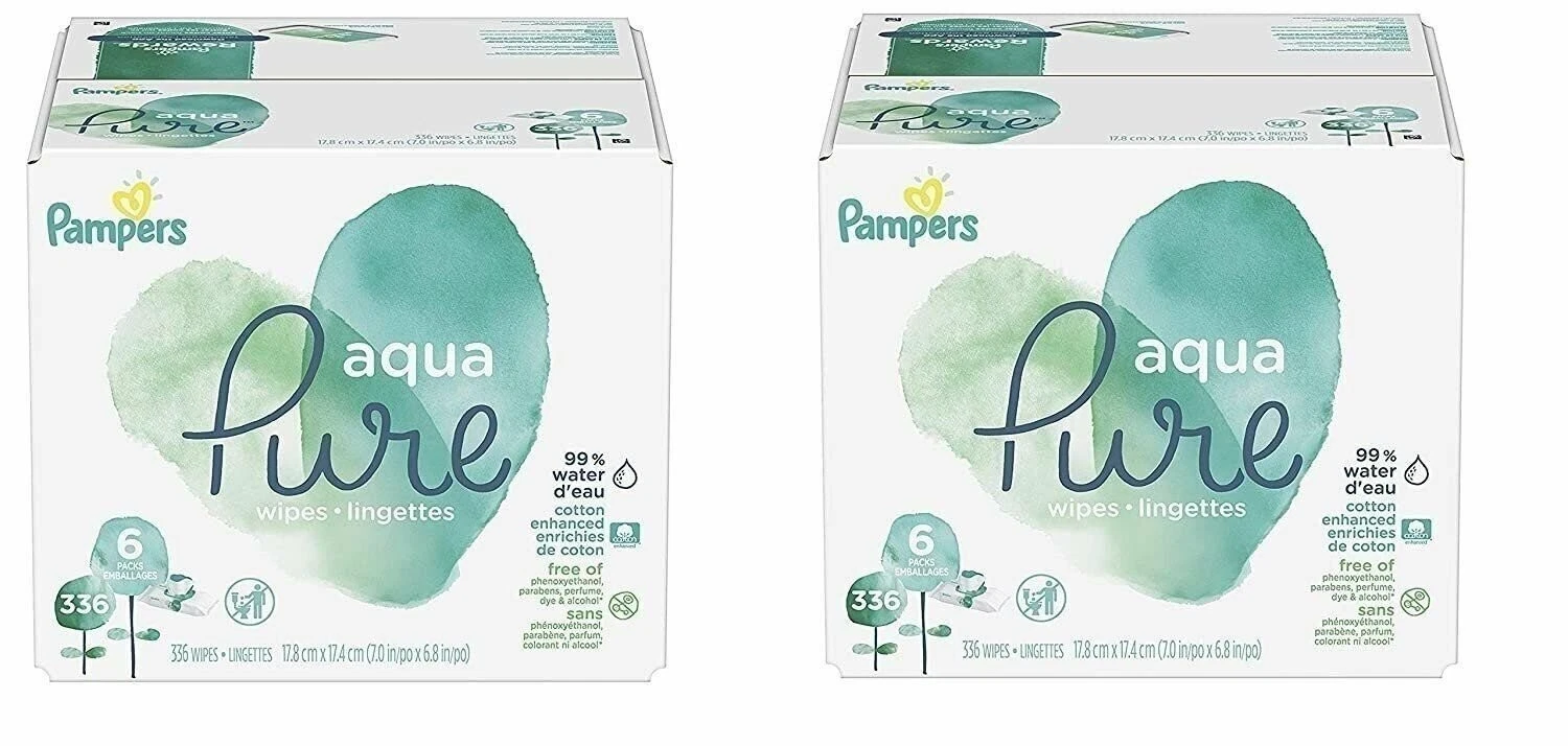 Pampers Aqua Pure 6X Pop-Top Sensitive Water Baby Wipes, 672 Count